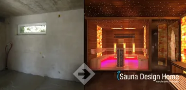 Kombinált beépített szauna szaunaházban Kombinált beépített szauna szaunaházban